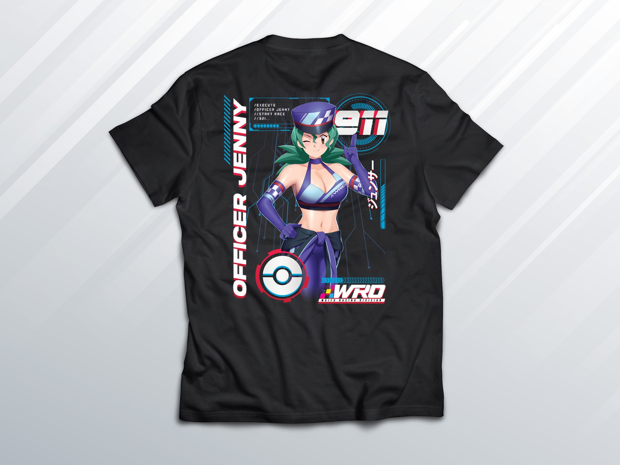 Officer Jenny T-shirt (Front & Back) – WaifuRacingDivision