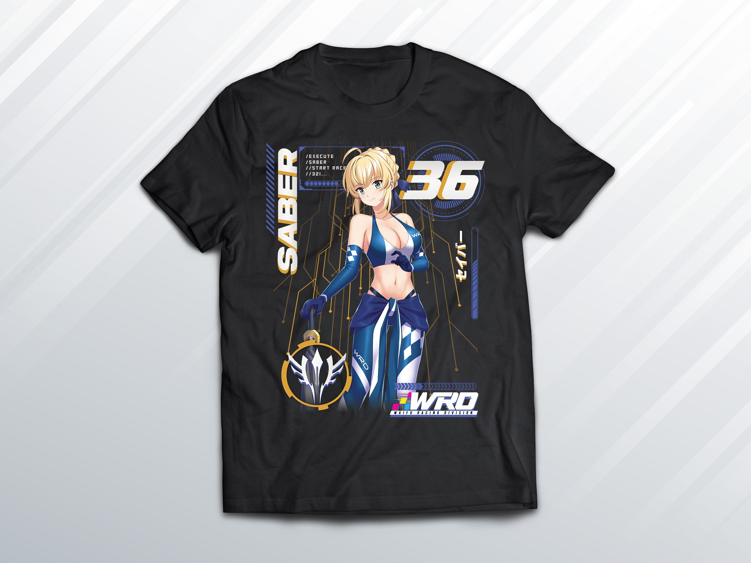 Saber T-shirt (FRONT ONLY) – WaifuRacingDivision